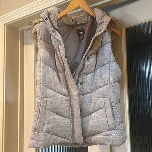 Grey vest with hood